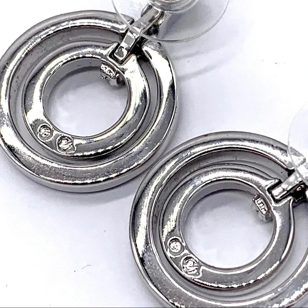 Swarovski Crystal Pave Circles Silver Earrings